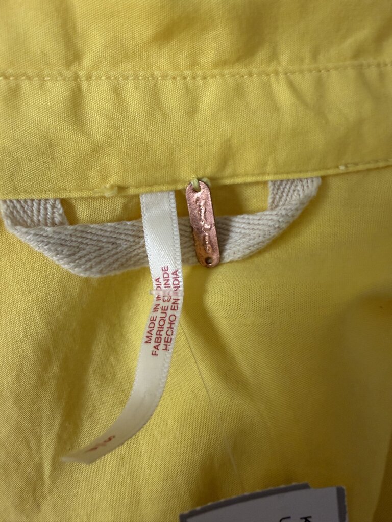 Free People Yellow Tiered Button-Front Shirt Dress S