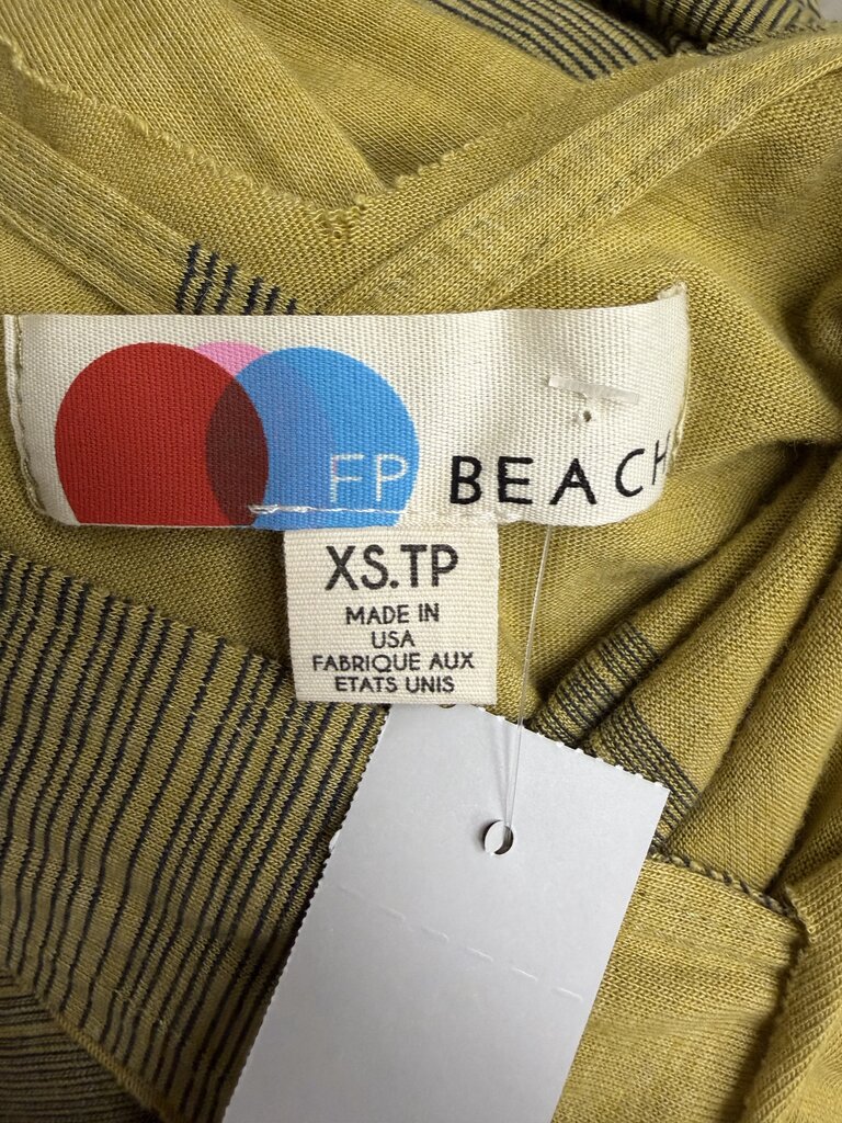 Free People Yellow Striped Long Sleeve Maxi Dress XS