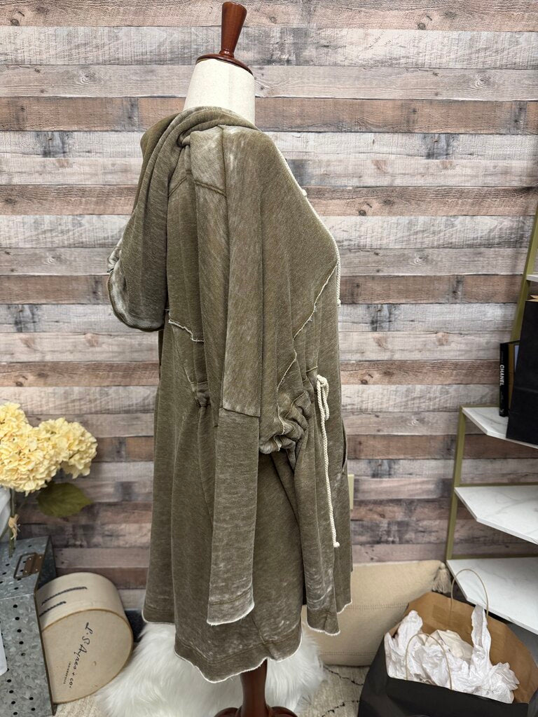 Free People Peace It Up Cardi Brown Distressed Hoodie XS