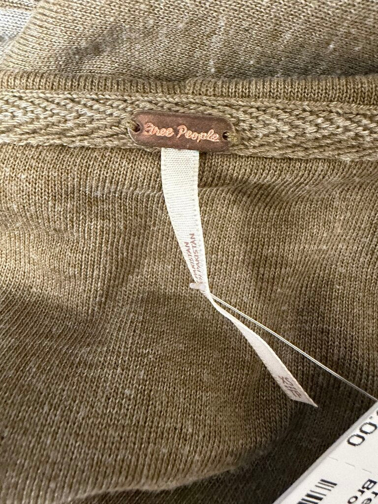 Free People Peace It Up Cardi Brown Distressed Hoodie XS