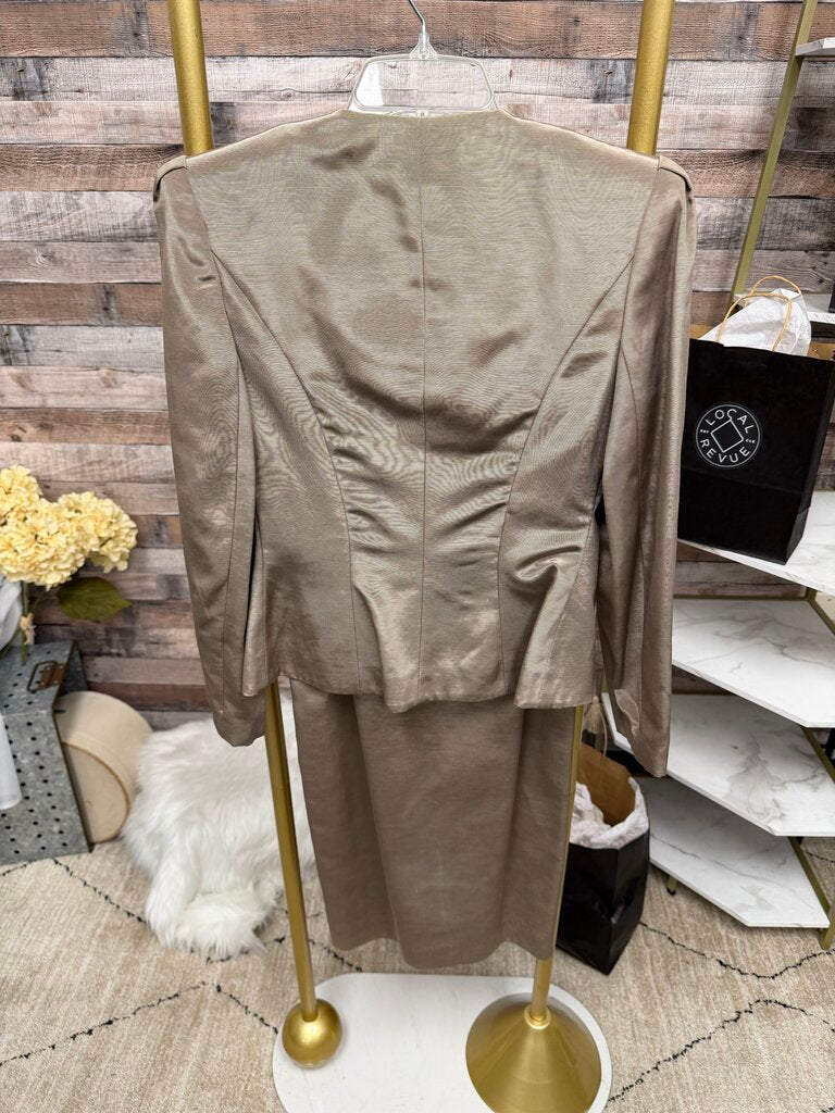 Ursula of Switzerland Silk Two Piece Blazer & Skirt w/Rhinestone Appliqué