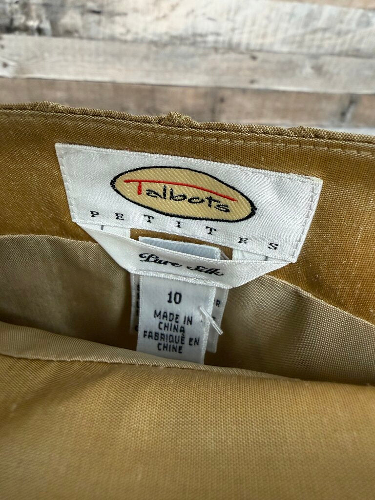 NWT Talbots Gold w/Diagonal Stitching Silk Skirt