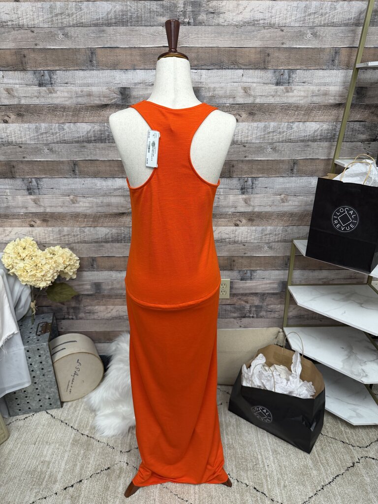 Lanston Orange Knit Sleeveless Maxi Dress S