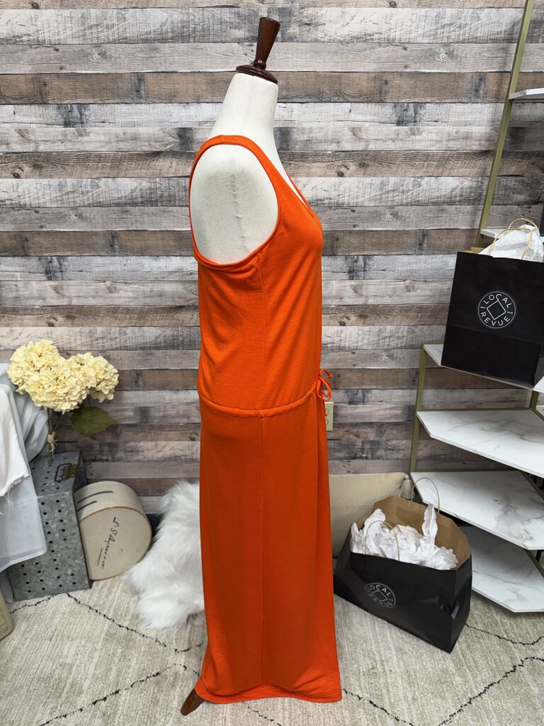 Lanston Orange Knit Sleeveless Maxi Dress S
