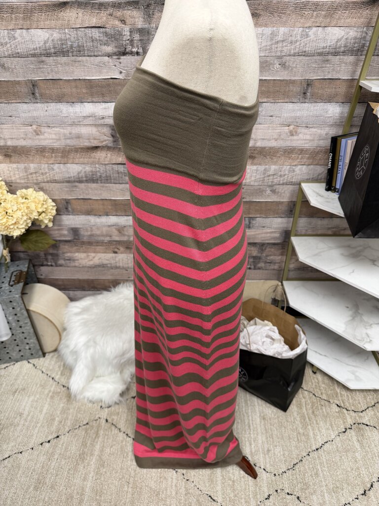 Trina Turk Brown & Pink Striped Knit Maxi Dress M