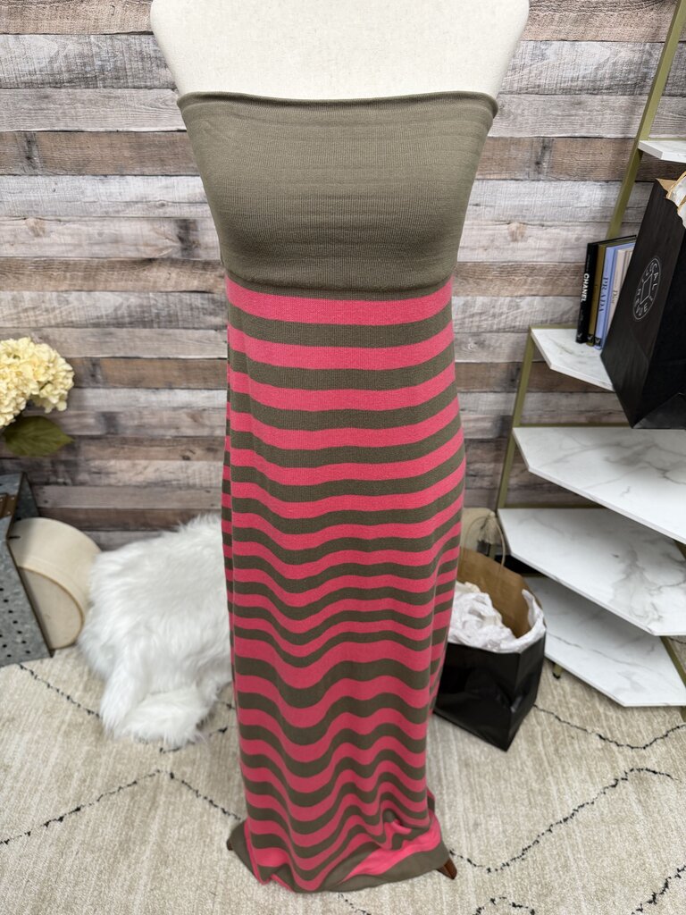 Trina Turk Brown & Pink Striped Knit Maxi Dress M