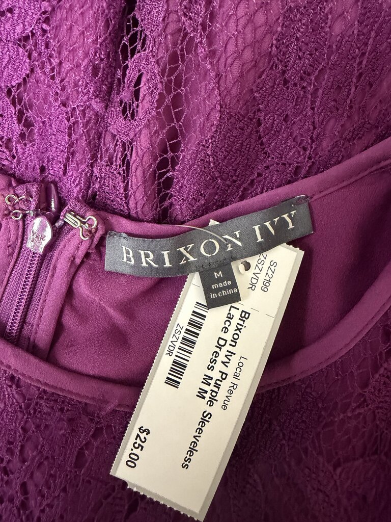 Brixon Ivy Purple Sleeveless Lace Dress M