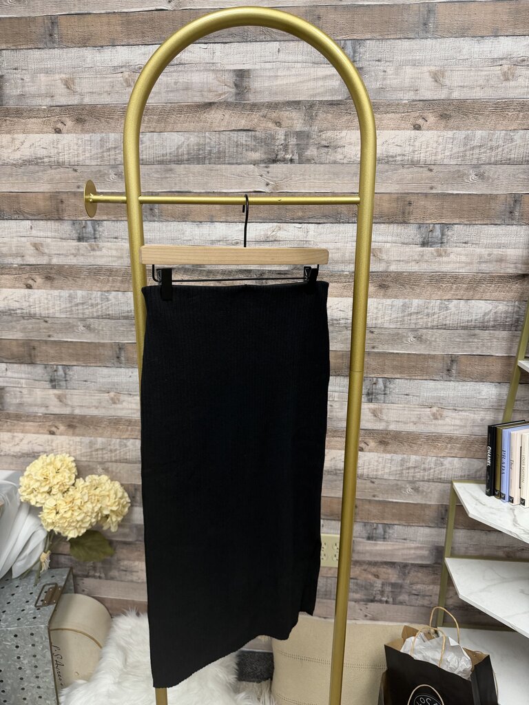 Old Navy Black Ribbed Knit Midi Skirt S