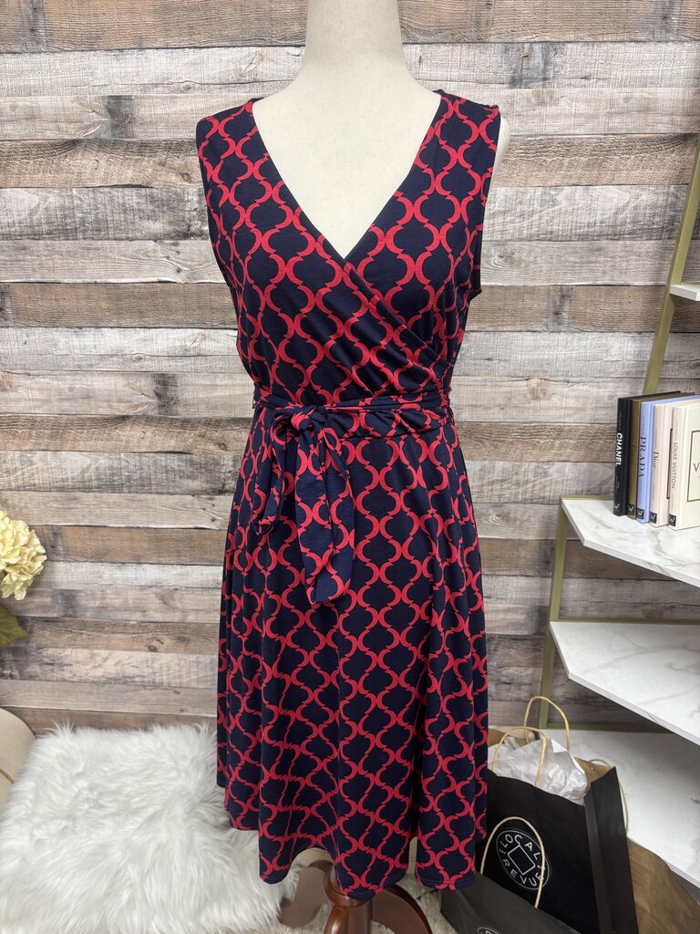 Hawthorn Kassidy Navy & Red Geometric Print Dress