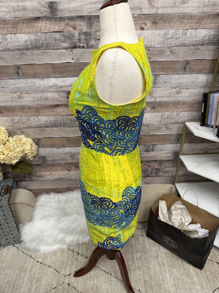 Anthropologie Yellow & Navy Embroidered Dress 6