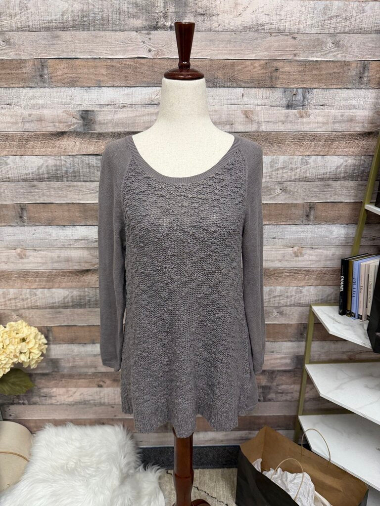 Anthropolgie Grey Textured Knit Pullover M