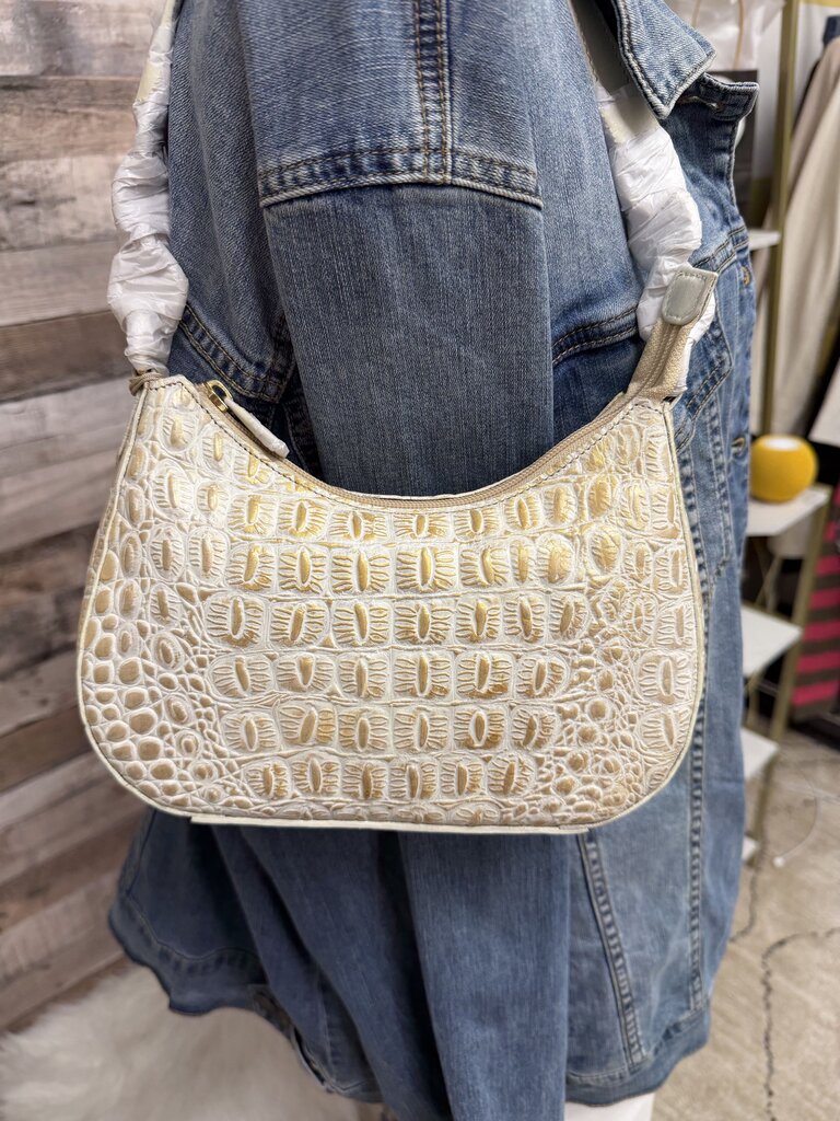 Anuschka Hand-Painted Croc Embossed Shoulder
