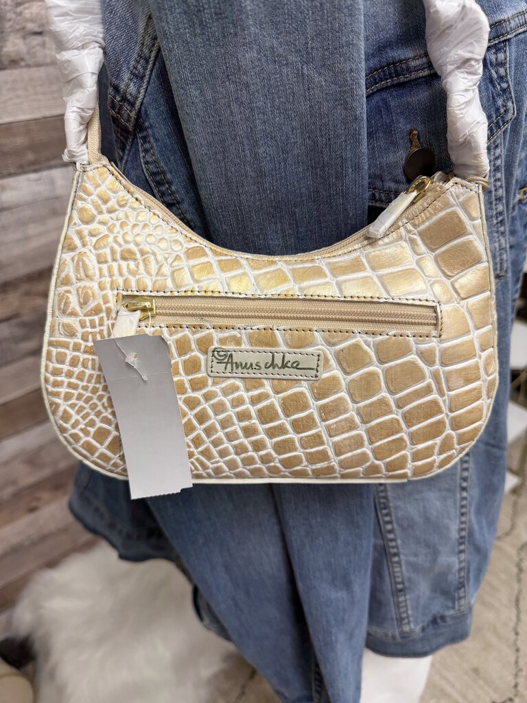 Anuschka Hand-Painted Croc Embossed Shoulder