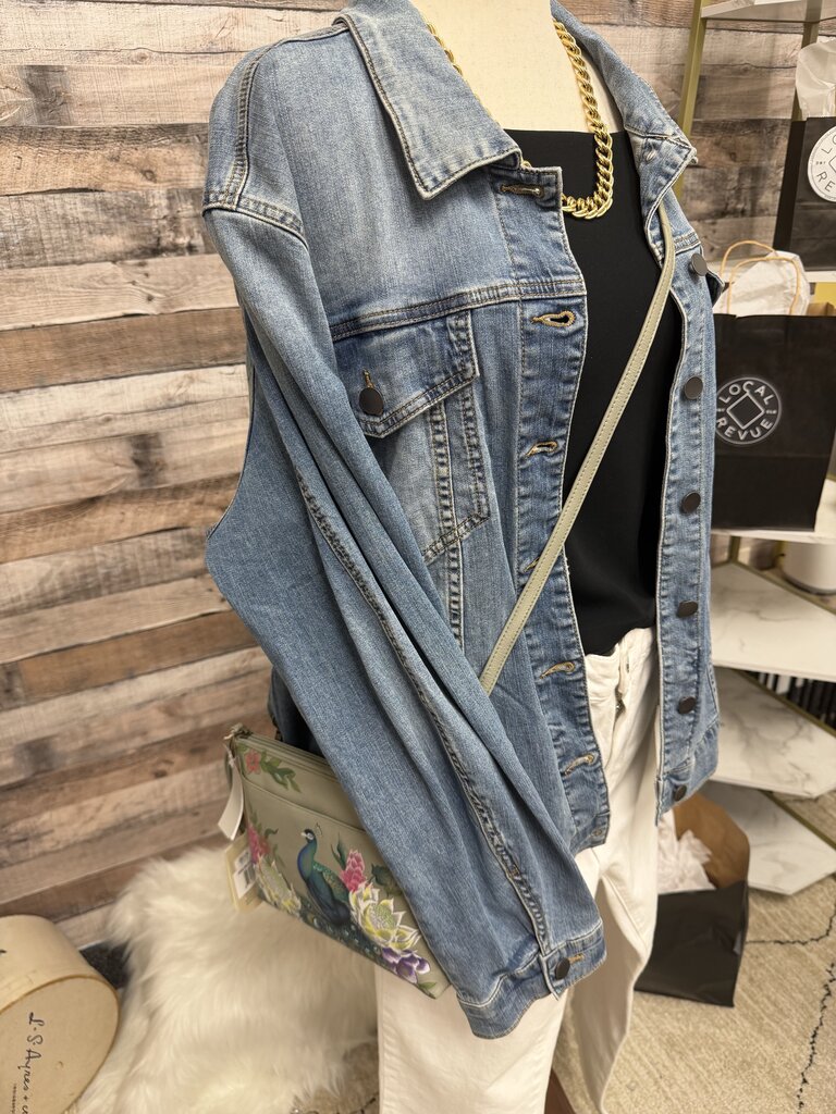 NWT Anuschka Sage W/Peacock Clutch