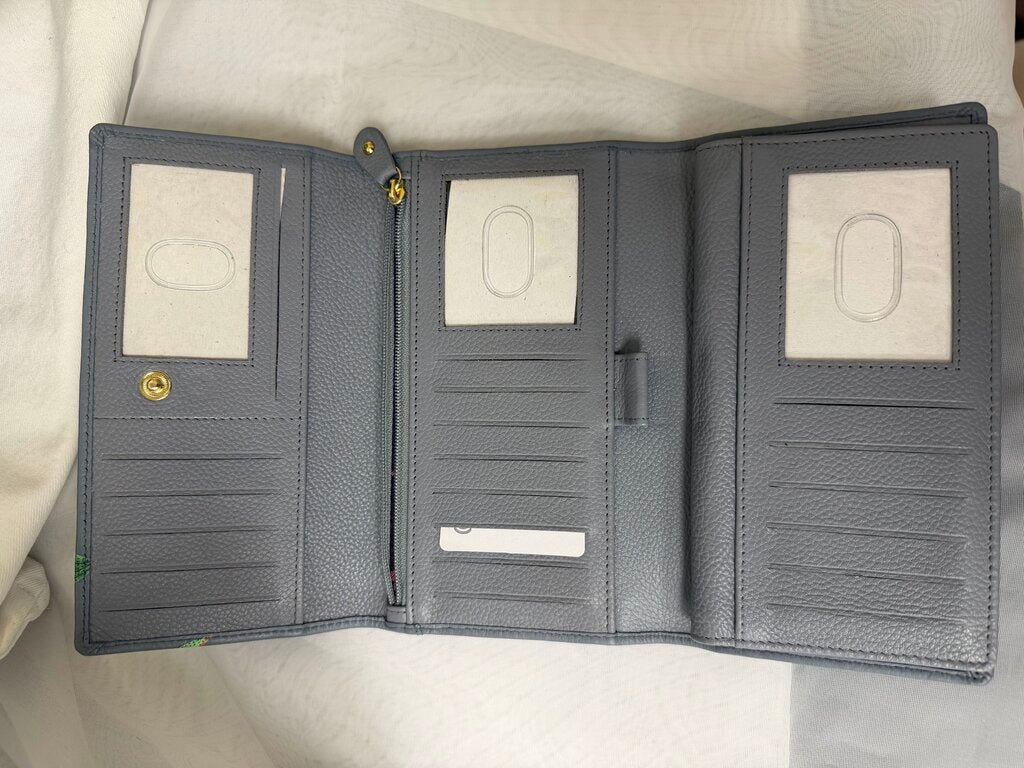 NWT Anuschka Grey Cactus Clutch/Wallet