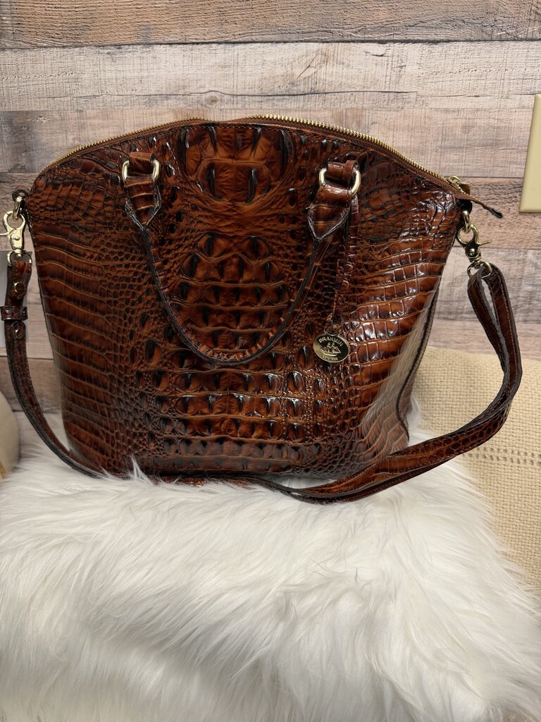Brahmin Crocodile-Embossed Leather Sachel
