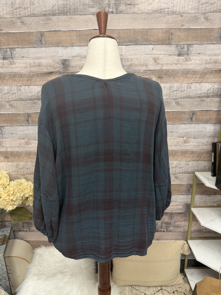 CP Shades Free People Blue & Red Plaid Top