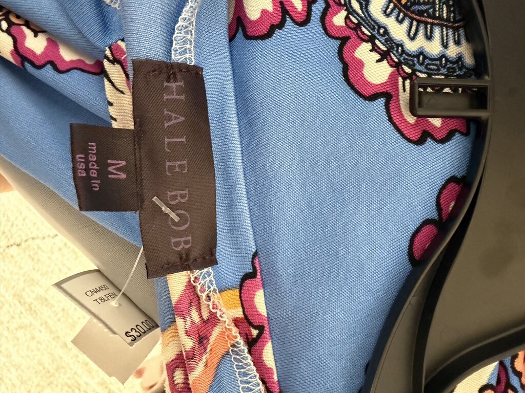 Hale Bob Blue Paisley Print V-Neck Top
