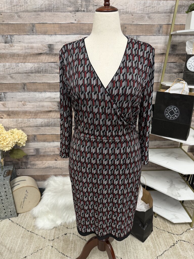 White House Black Market Black & Red Reversible Long Sleeve Wrap Dress