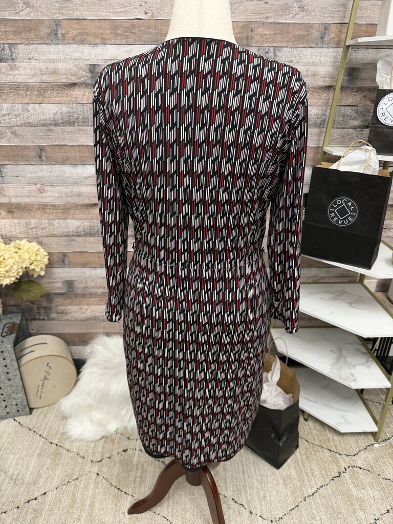 White House Black Market Black & Red Reversible Long Sleeve Wrap Dress