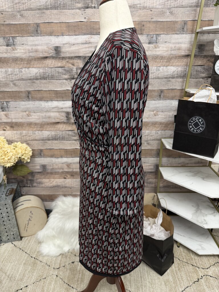 White House Black Market Black & Red Reversible Long Sleeve Wrap Dress