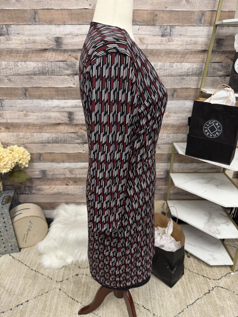 White House Black Market Black & Red Reversible Long Sleeve Wrap Dress