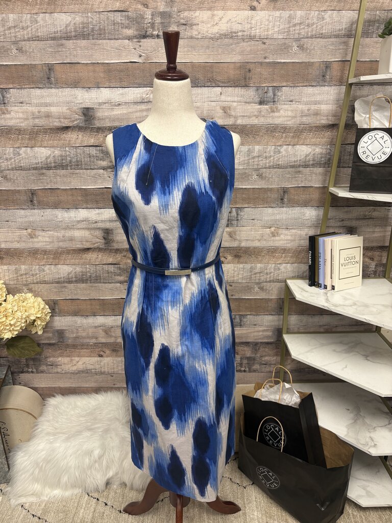 Michael Kors Blue & White Ikat Print Dress