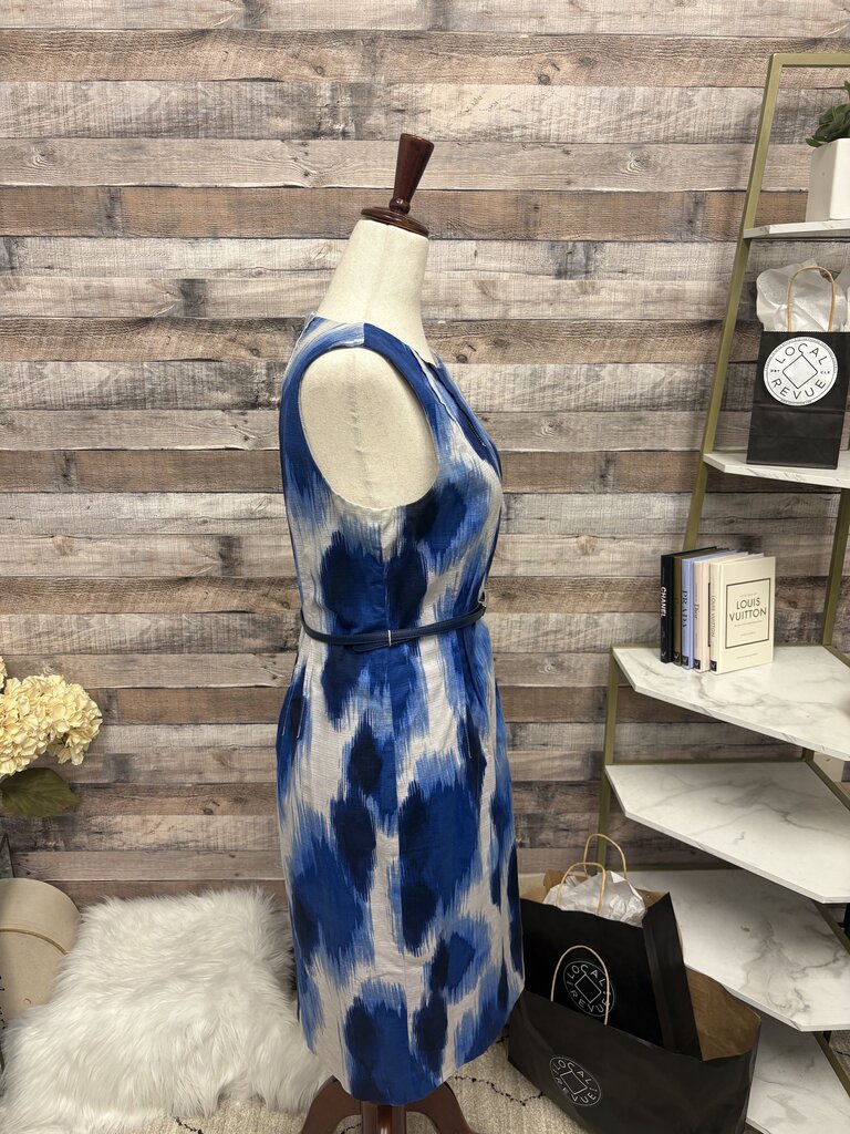 Michael Kors Blue & White Ikat Print Dress