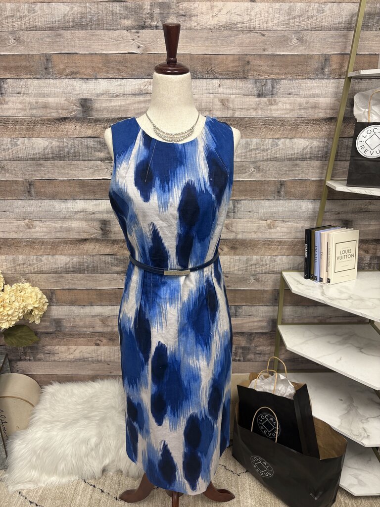 Michael Kors Blue & White Ikat Print Dress