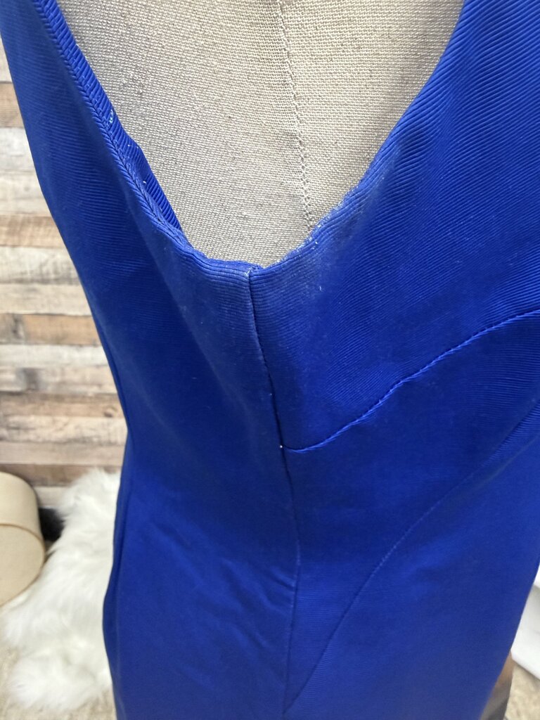 Ellen Tracy Blue Sheath Dress With Embellished Neckline