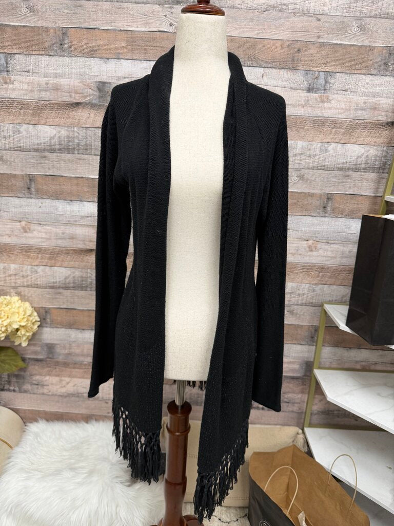Lily Pulitzer Black Cardigan With Fringe Hem