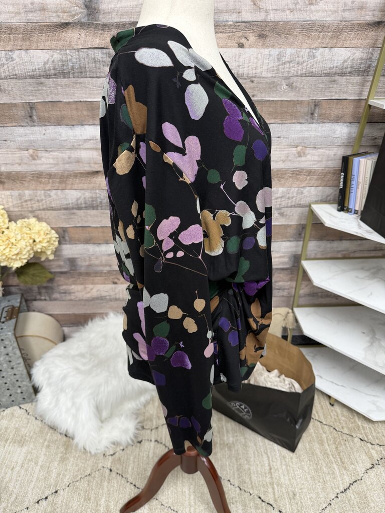 NWT Chico's Black Floral Long Sleeve Blouse