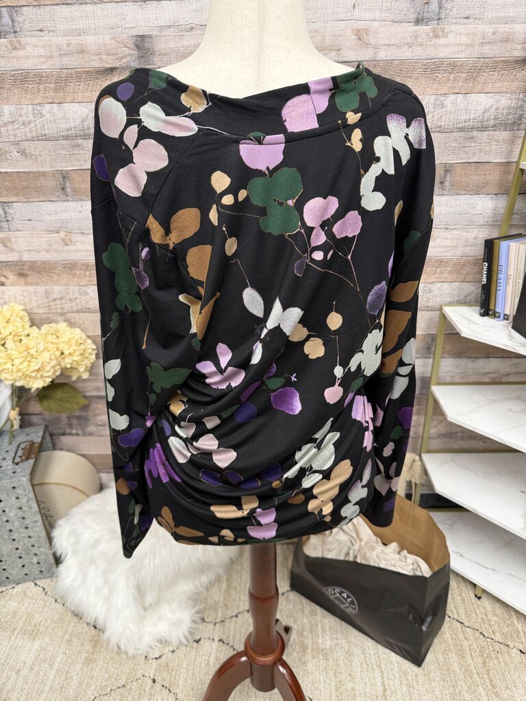 NWT Chico's Black Floral Long Sleeve Blouse
