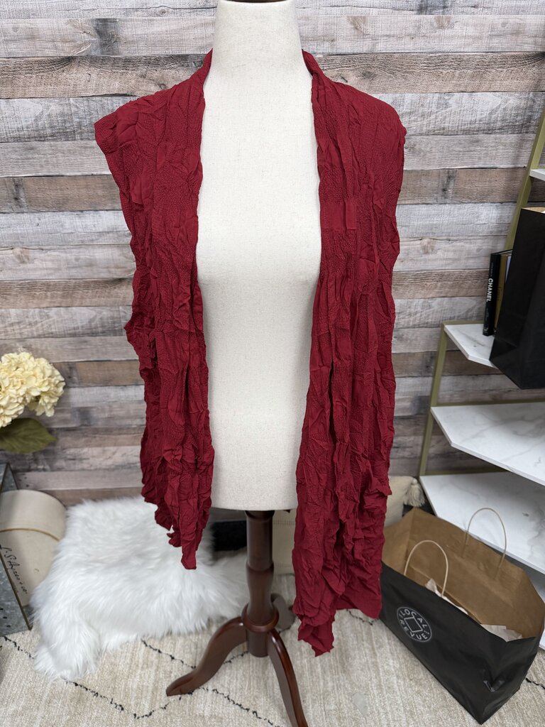 Chalet et Ceci Red Crinkle Knit Cardigan