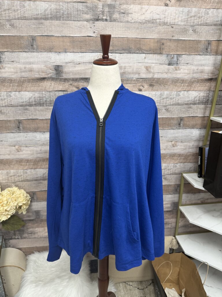 Sejour Royal Blue Cotton Blend Zip Up Hoodie