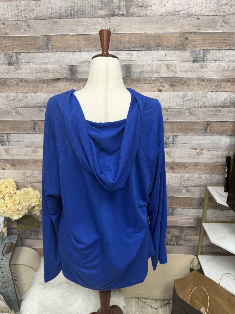 Sejour Royal Blue Cotton Blend Zip Up Hoodie
