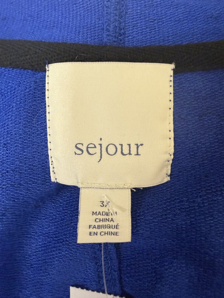 Sejour Royal Blue Cotton Blend Zip Up Hoodie