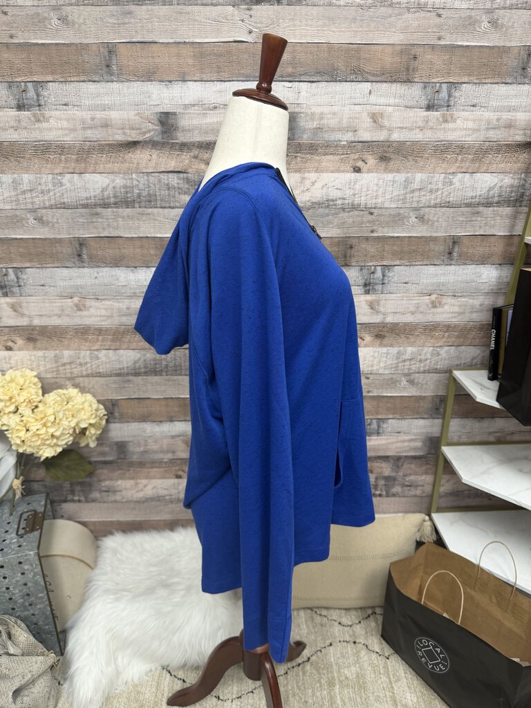 Sejour Royal Blue Cotton Blend Zip Up Hoodie