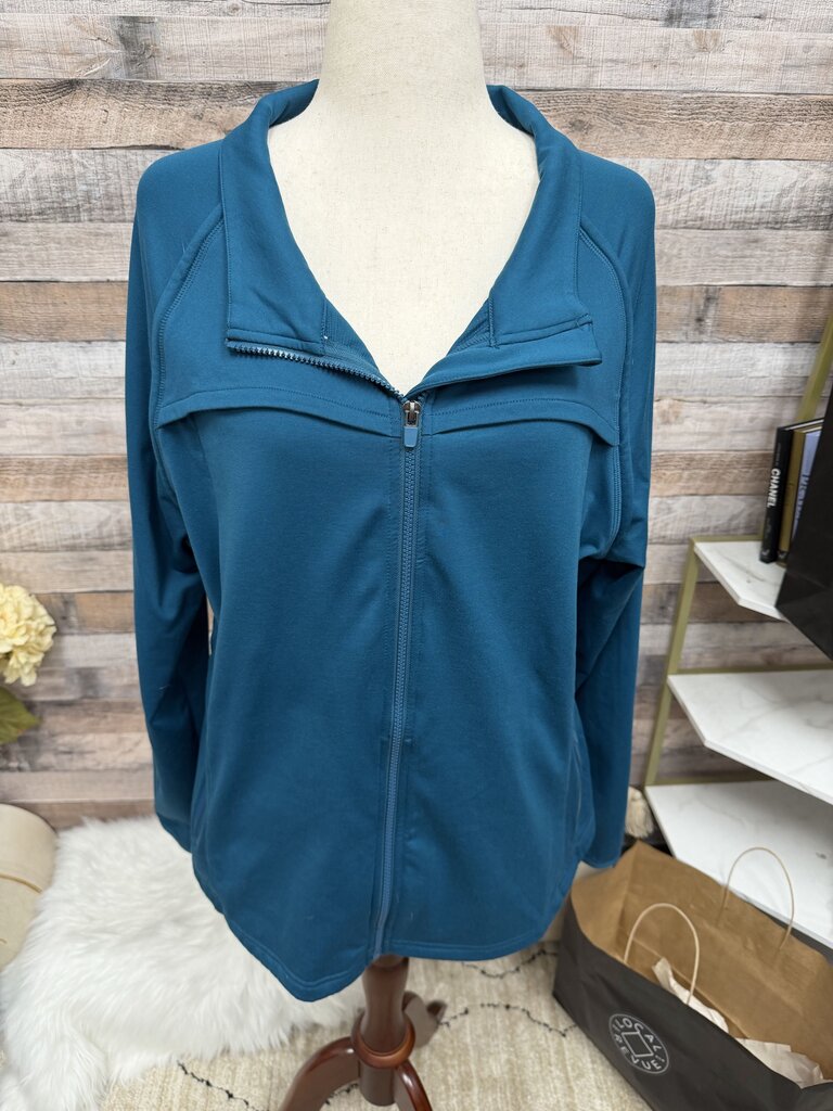 Fabletics Blue Fleece Zip Up Hoodie