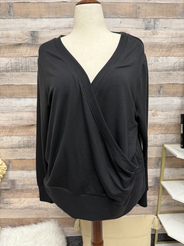 Athleta Recharge Black Wrap Front Sweatshirt XXL