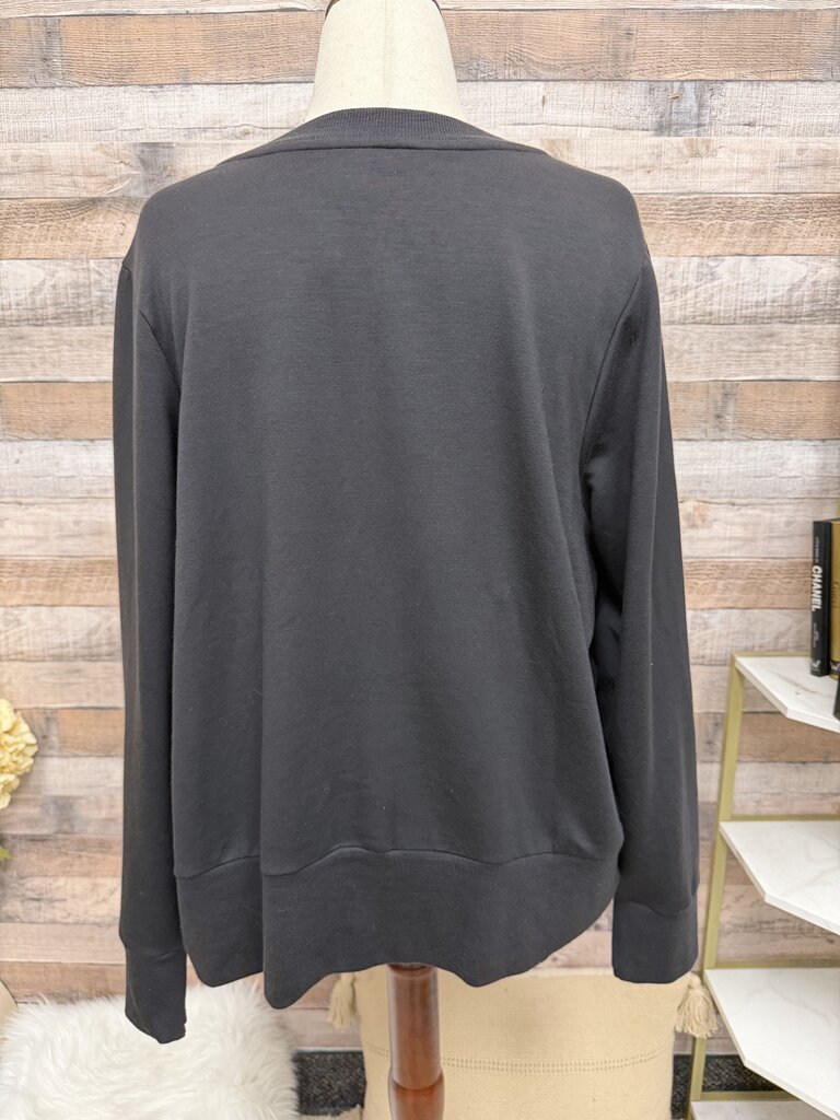 Athleta Recharge Black Wrap Front Sweatshirt XXL