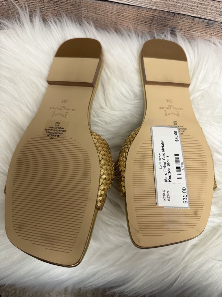 Marc Fisher Gold Metallic Knotted Slide
