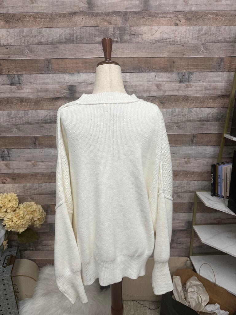 Free People White Easy Street Sweater