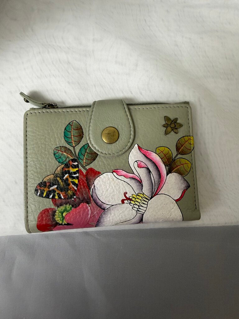 Anuschka Sage Green w/Monarch Butterfly & White Flower
