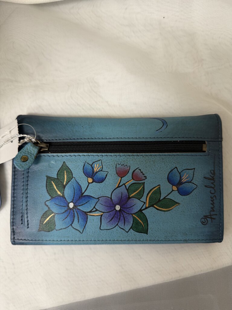 NWT Anuschka Turquoise w/ Yellow Flowers & Butterfly Wallet