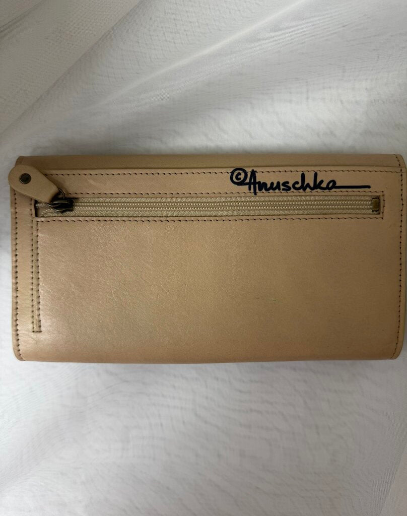 NWT Anuschka Almond w/Red Flowers & Butterfly Wallet