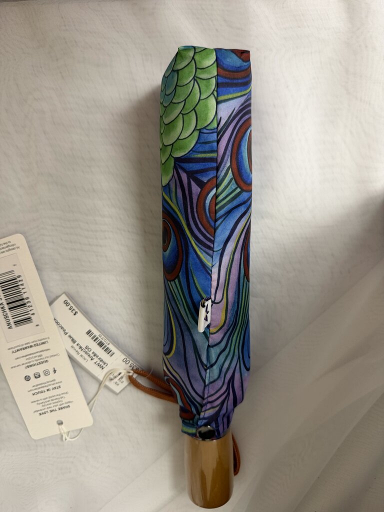 NWT Anuschka Blue Peacock Umbrella