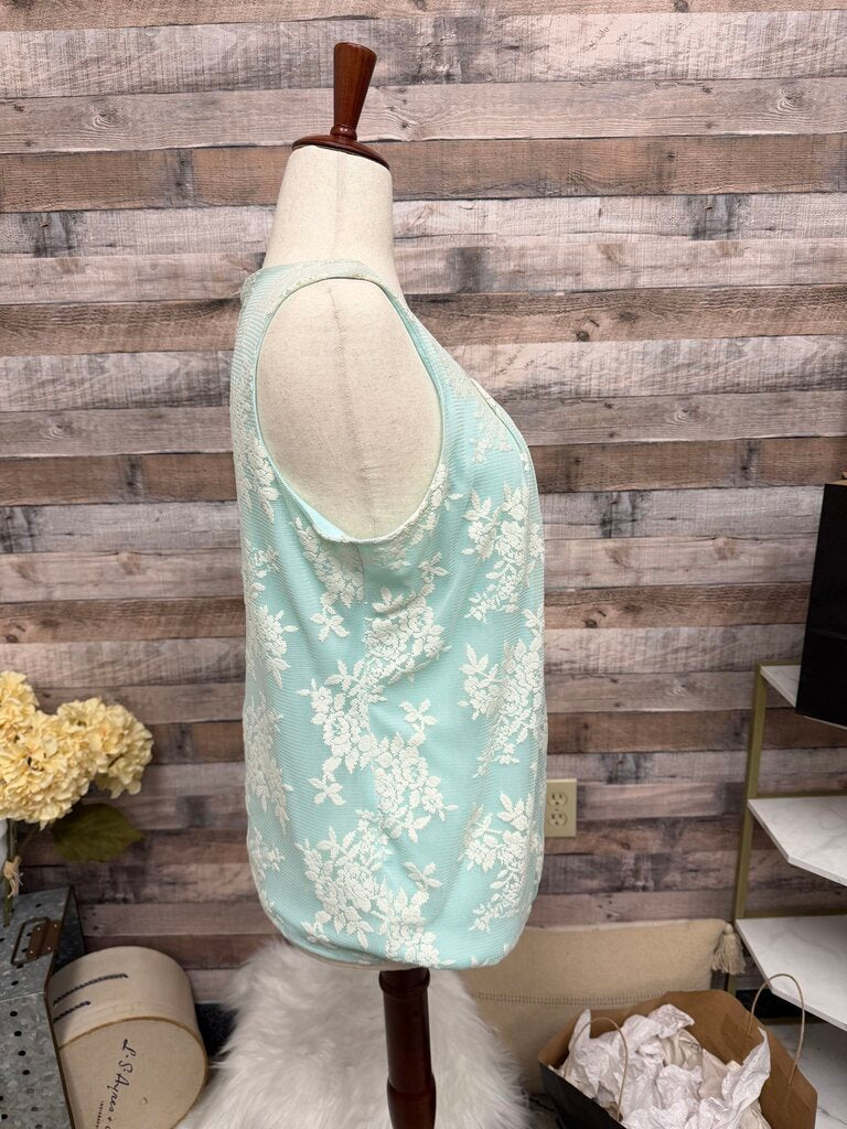Rose & Ali Poweder Blue w/White Lace OverlaySleeveless