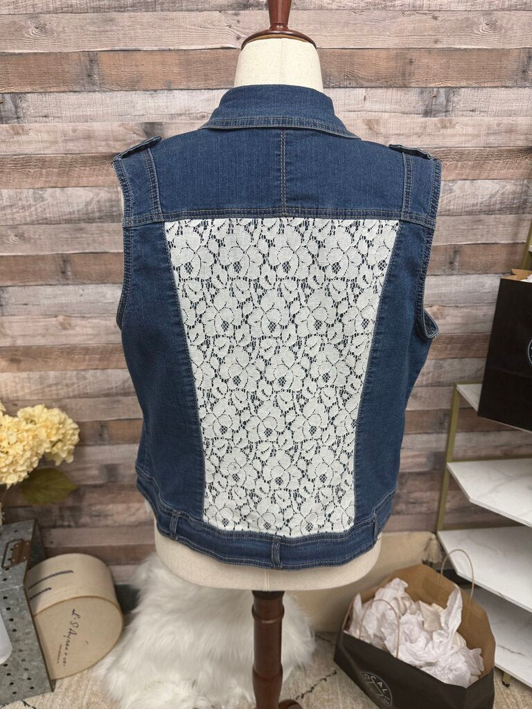 Baccini Blue Denim Vest w/Lace Back