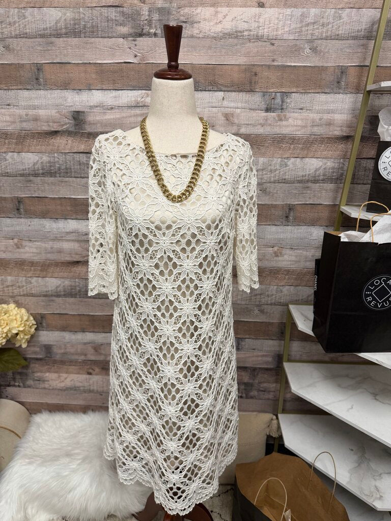 JAX White Crochet Lace Shift Dress